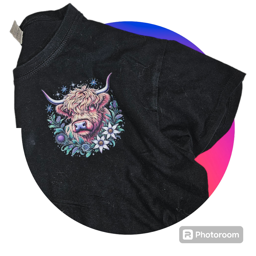 neo traditoional style highland cow Dtf print t shirt