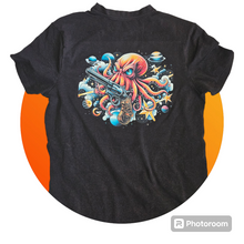 Load image into Gallery viewer, short sleeve t shirt with high quality dtf space octopus wilding gun
