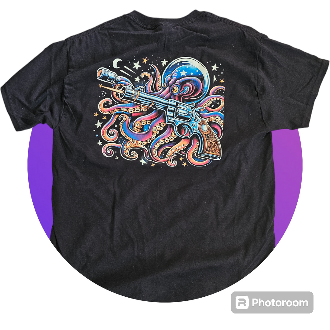 short sleeve t shirt with high quality dtf space octopus wilding gun anime (Copy)