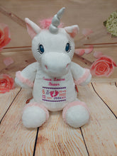 Load image into Gallery viewer, Personalised Birth Annoucement Teddy Bear Unicorn And More
